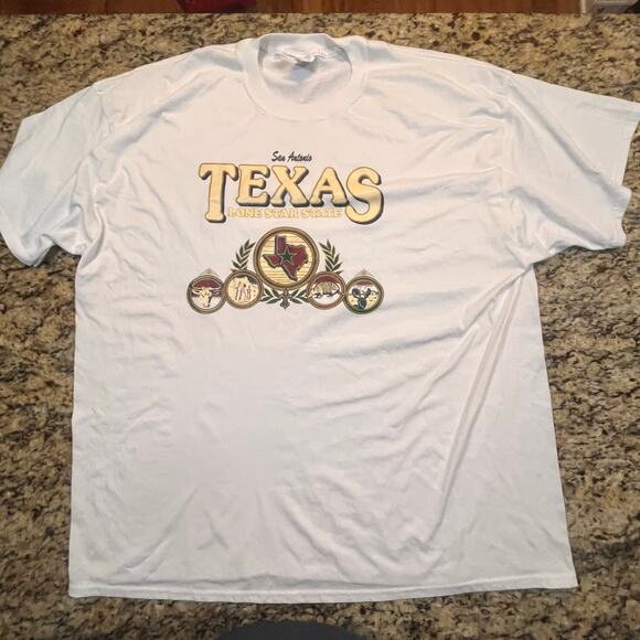 San Antonio Texas Men 3XL White Short Sleeve Shirt Basic Print Light Weight - Picture 2 of 5